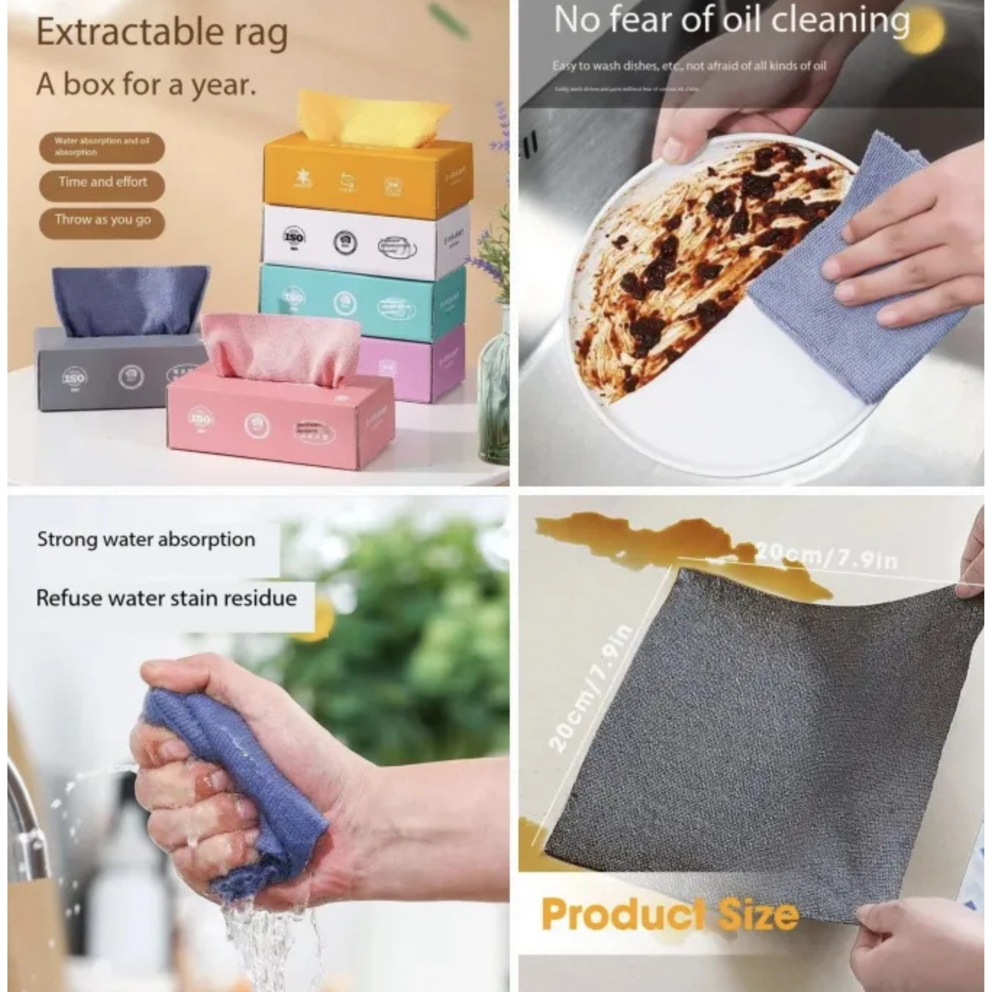 20pcs/box Microfiber Towel Absorbent Kitchen Cleaning Dishcloth