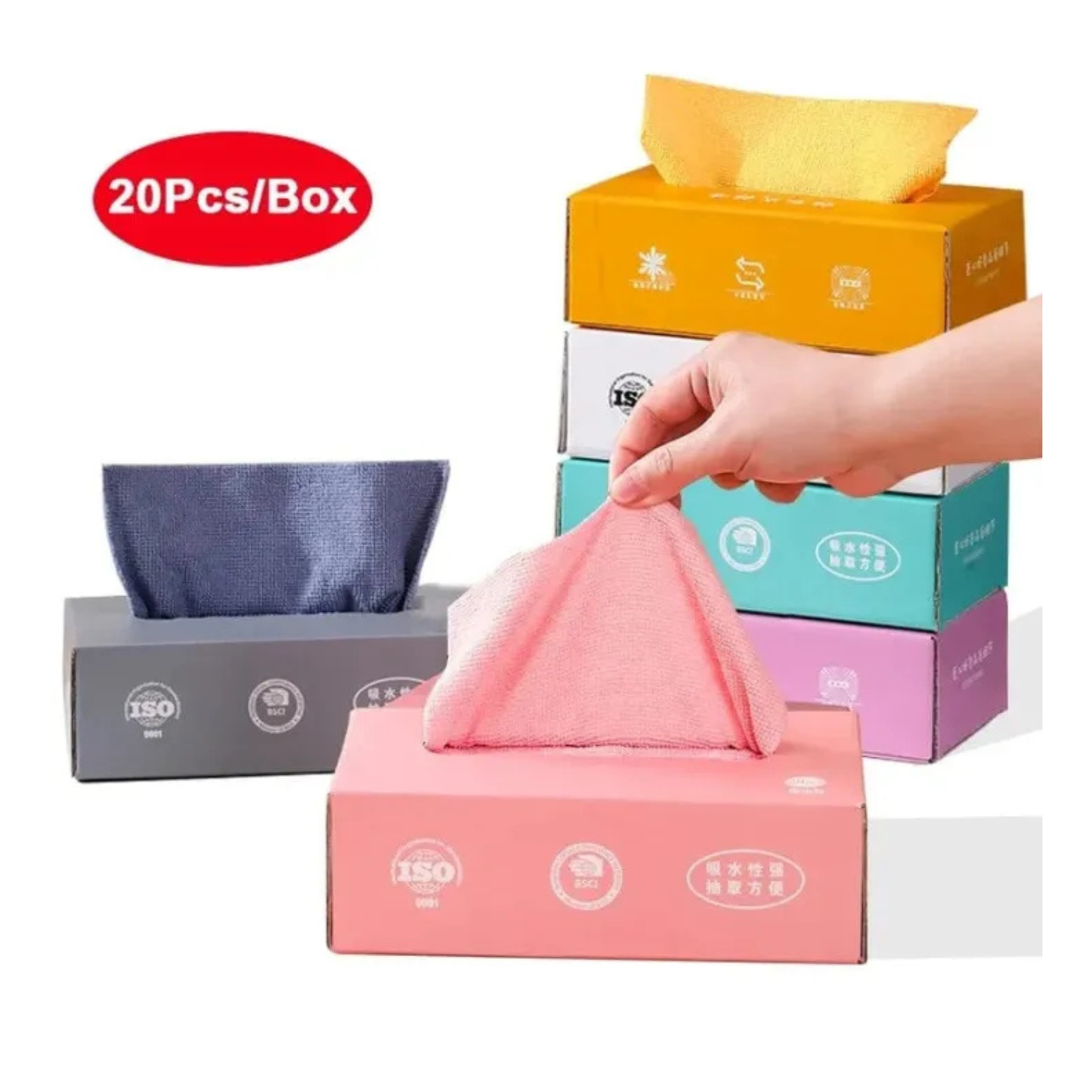20pcs/box Microfiber Towel Absorbent Kitchen Cleaning Dishcloth