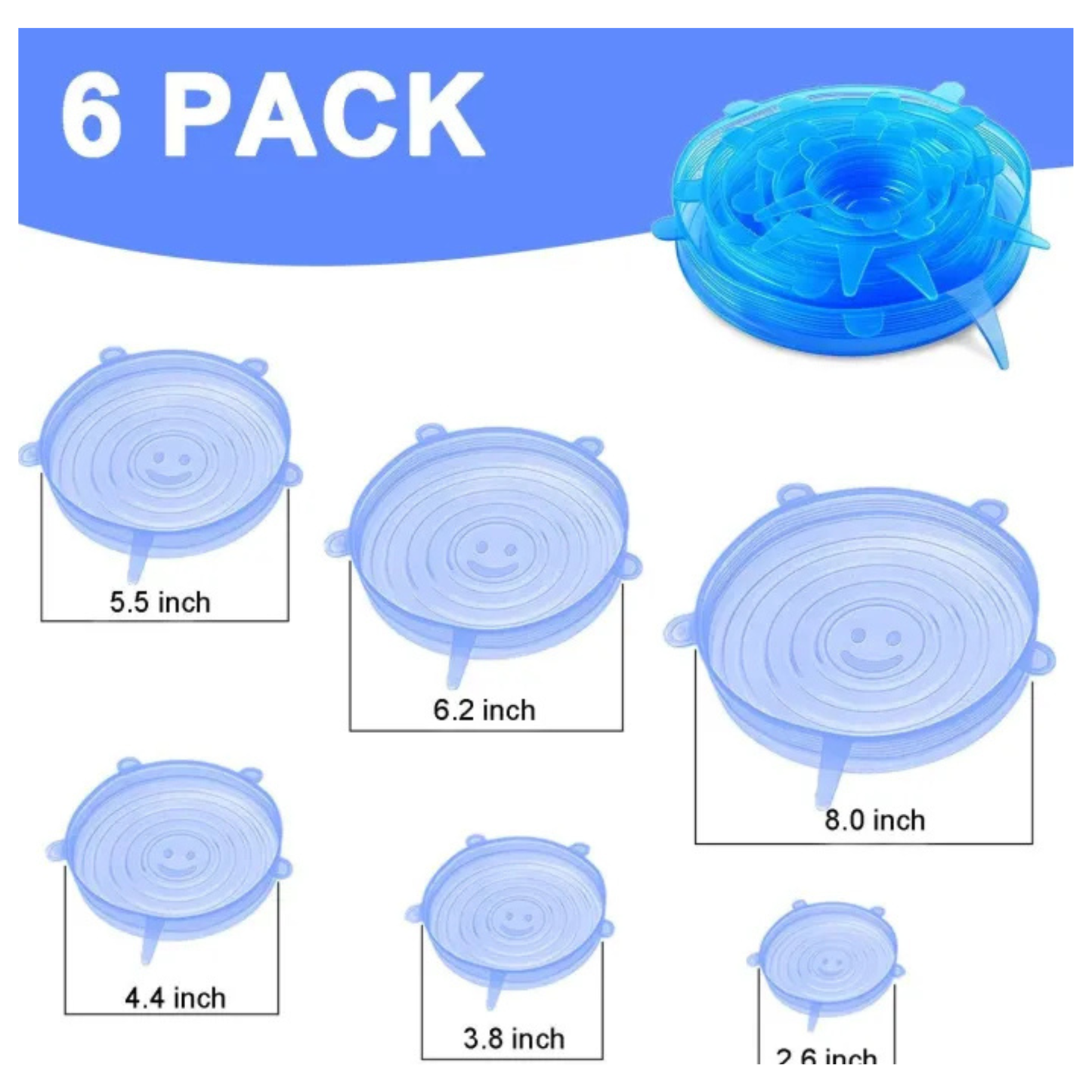 6 PCS Silicone Lids Food Covers
